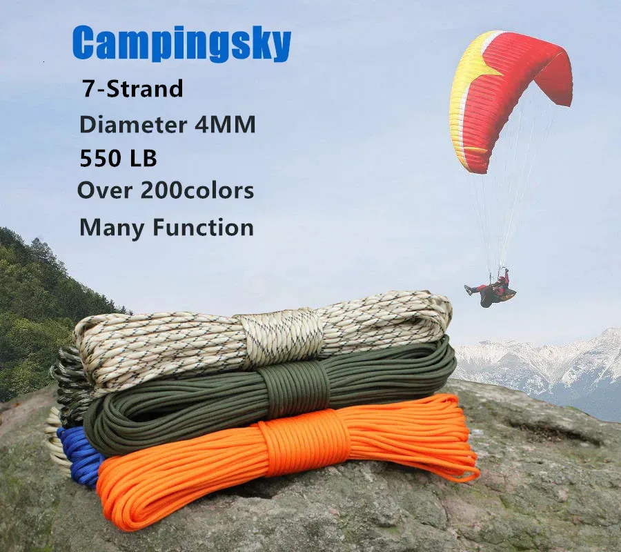 CAMPINGSKY Paracord 4mm 100ft 550 Paracord Parachute Cord Lanyard Rope for  Hiking Camping