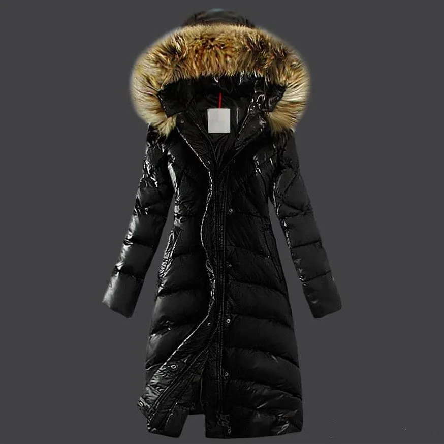 FRANCE BRAND WOMEN LONG WINTER DOWN JACKET X-LONG COAT OUTWEAR WOMENS Slim Female Coats Thicken fur Parka Coat Clothing Hooded Par160m