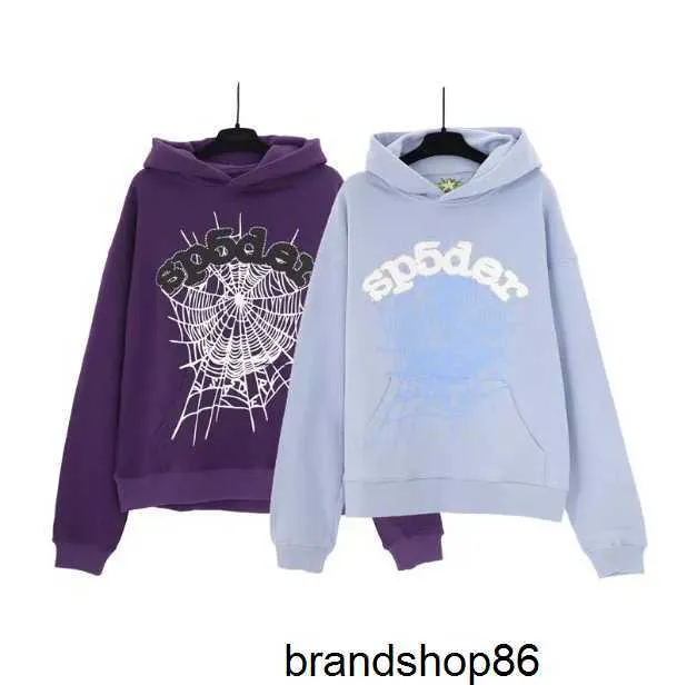 High Street sp5der örümcek ağ köpüğü gökyüzü mavi mor moda hoodie erkekler ve kadınlar için çift kazak