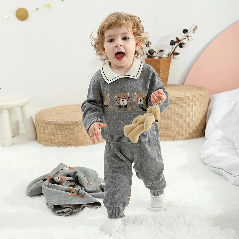 Rompers Baby Cotton Long Sleeve Turtle Neck born Infant Boys Knitted Jumpsuits Outfits Autumn Winter Toddler Overall Playsuit 231013