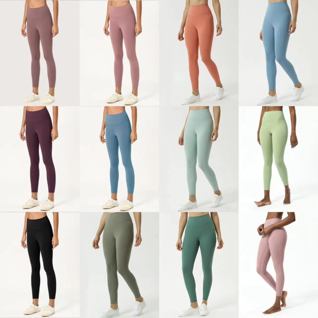 Lemen Clothing Legings Women Tracksuit Sweatshirt Designer Yoga Pants Naken Seamless Sports High midje Peach Hifter Tight Montering Nine-Point Fitness 25 "Leggings