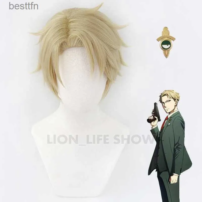 Thème Costume SPYFAMILY Cosplay Loid Forger Perruque Cheveux Blonds Courts Manga SPY X FAMILY Cosplay Costume Broche Halloween Party Cos PropL231013