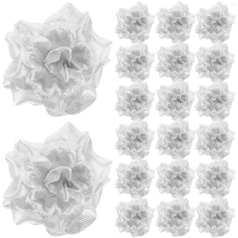 Decorative Flowers Rose Flower Artificial 50pcs For Hat Clothes Embellishment Wedding Decoration ( Silver ) Black