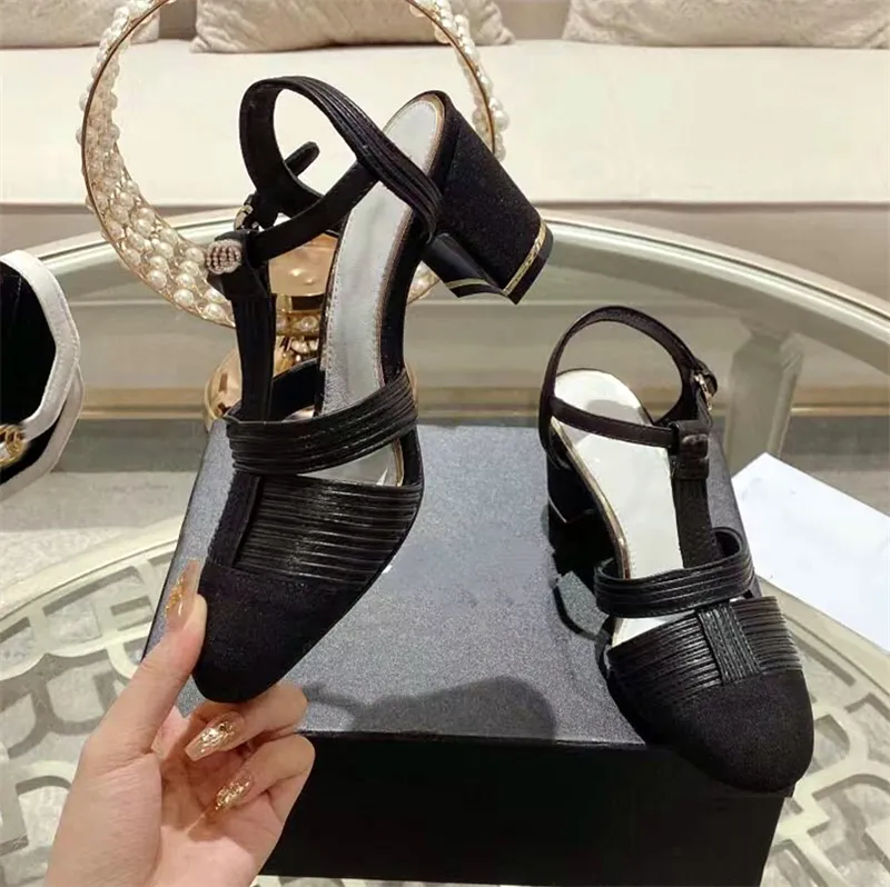 Designer women`s high-heeled sandals Fashion leather Heels Sexy Stiletto Party Shoes High Quality Women`s Wedding LACES Buckle Hotel Dress LACES Box Large size 35-41