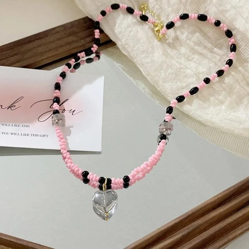 Hänge halsband 652f pärlor choker söt charm estetik perfekt gåva för flickor tonåringar