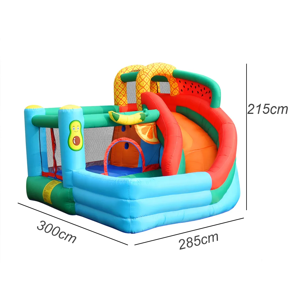 Inflatable Castle Bouncer Slide Combo Kids Outdoor Indoor Jumping House Toddler Bouncy Kids 2-12 with Blower Watermelon Banana Outdoor Play Fruits Theme Playhouse