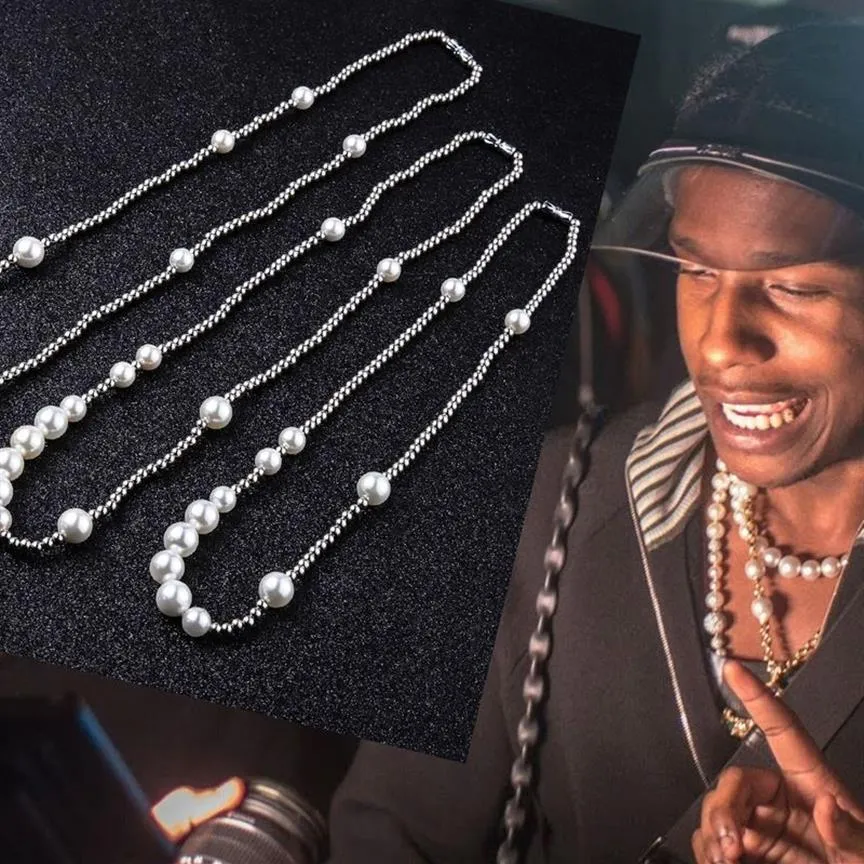 Nya modemän halsband Hip Hop rostfritt stål pärla pärlhalsband smycken unisex clavicle kedja halsband gåvor231r