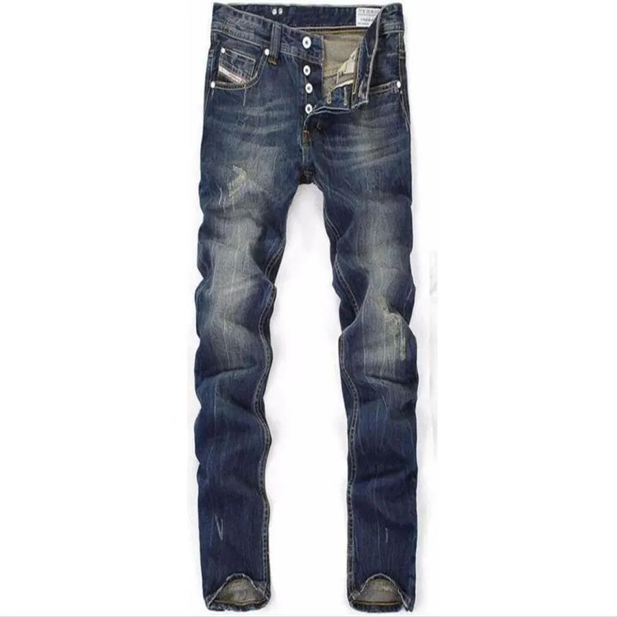 Jeans déchirés de haute qualité pour hommes, denim bleu de styliste, classique rétro, Jeans326T