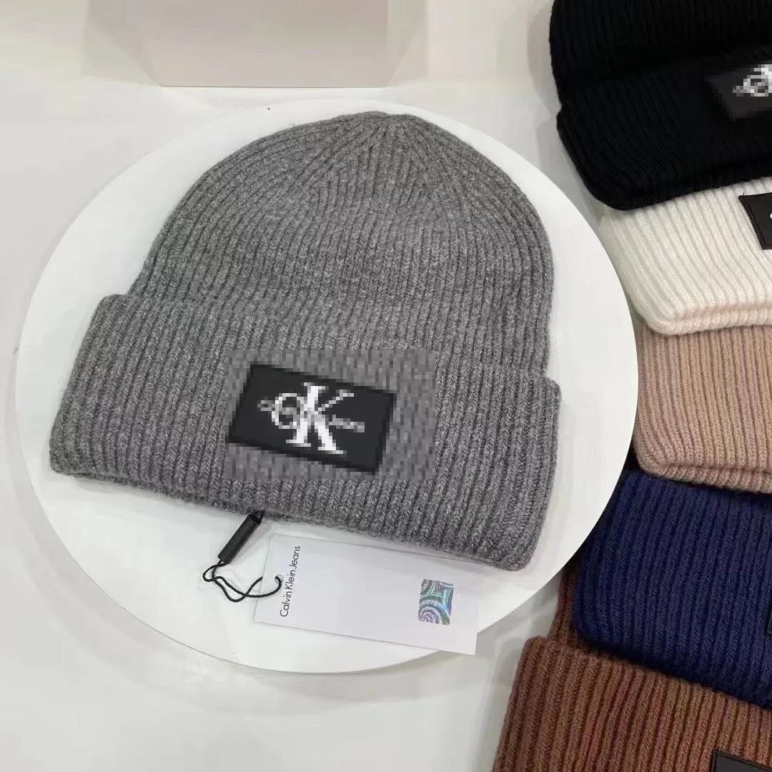 Beanie/skull Caps Fashion Brand Women's Knitted C K Designer Beanie Cap  Official Synchronous Original Single 1 Warm Hat Men's