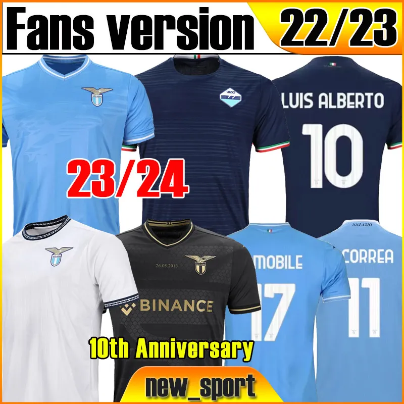 4xl 23 24 Lazio Immobile Soccer Jerseys 10th Anniversary Maglie 2023 Immobile Luis Bastos Sergej Badelj Lucas J.correa Acerbi Marusic Home Away Football Рубашки