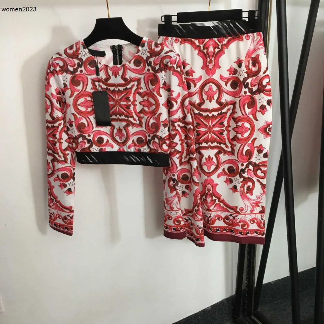 Symmetrisch patroon rokken sets voor dames designer meisje tweedelige jurk maat S M L trui met rits aan de achterkant en buisrok Oct10