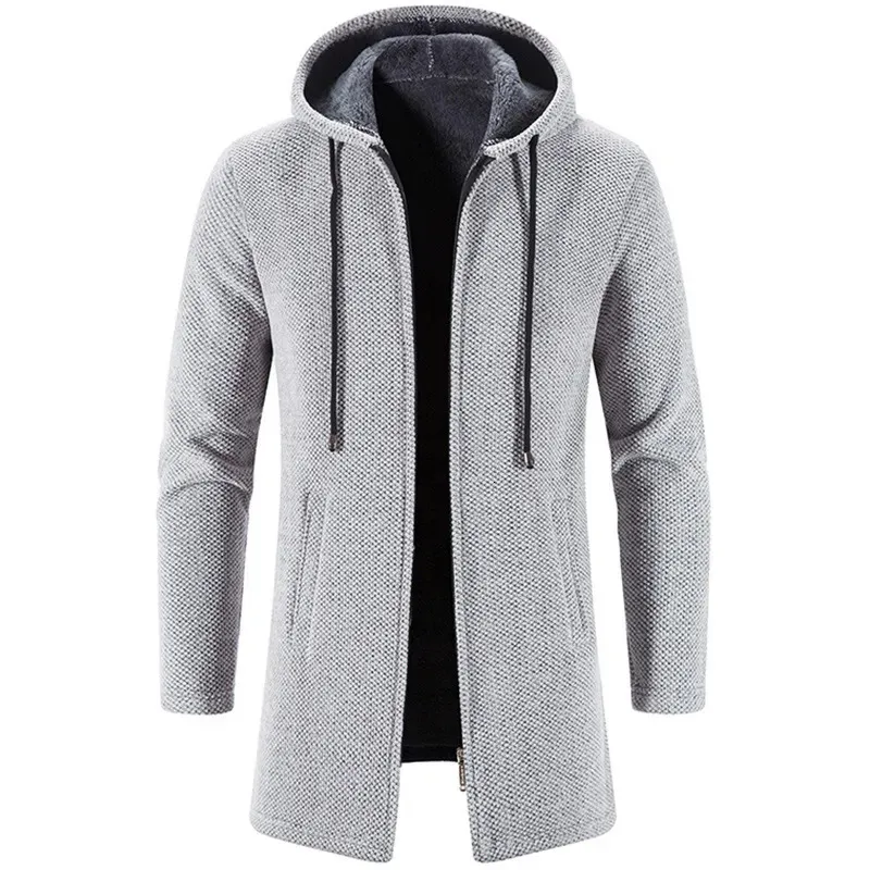 Chándales para hombres Suéteres Abrigo Otoño Invierno Cálido Cremallera Medio Largo Cardigan Hombre Casual Prendas de punto Sweatercoat Ropa para hombre 231013