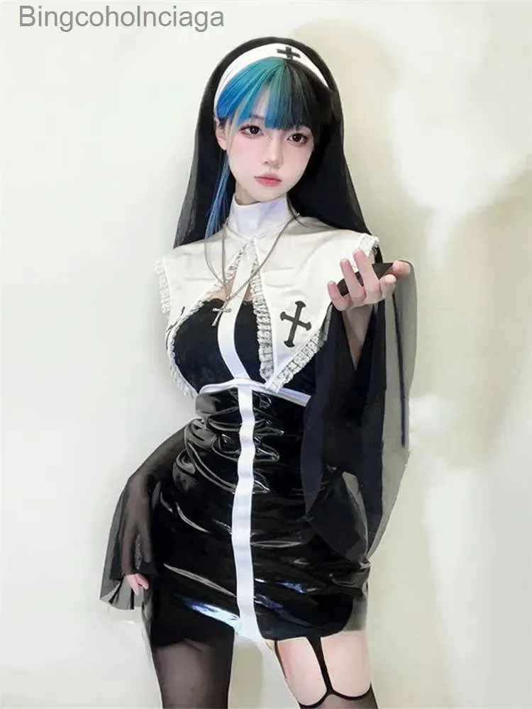 Theme Costume Nun Cosplay Come Women Fancy Dress Set Halloween Party Role play Outfit Adult Sisters Dress Black Fancy Cosplay Dress Up PlusL231013