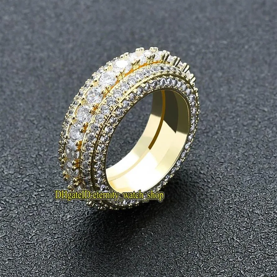 Bague rotative incrustée de diamants CZ à cinq rangées de style européen et américain éternité pleine de diamants bague pour hommes Hip Hop Hipster Rota2516