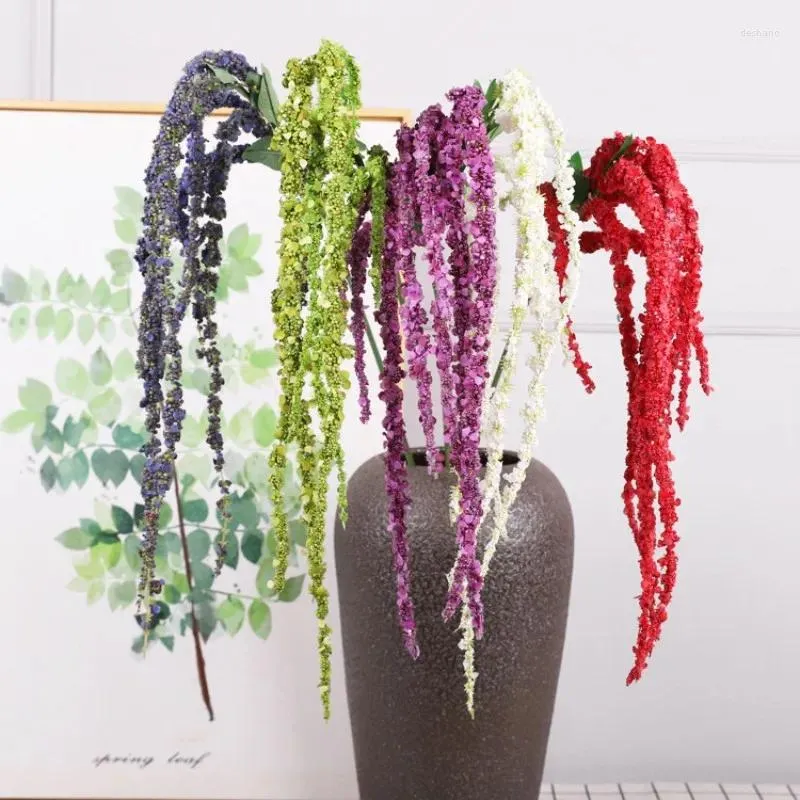 Dekorativa blommor 115 cm Wisteria Fruit Fake Rottan Window Decor Home Wedding Cockcomb Artificial Floral Hanging Vine Takblomma