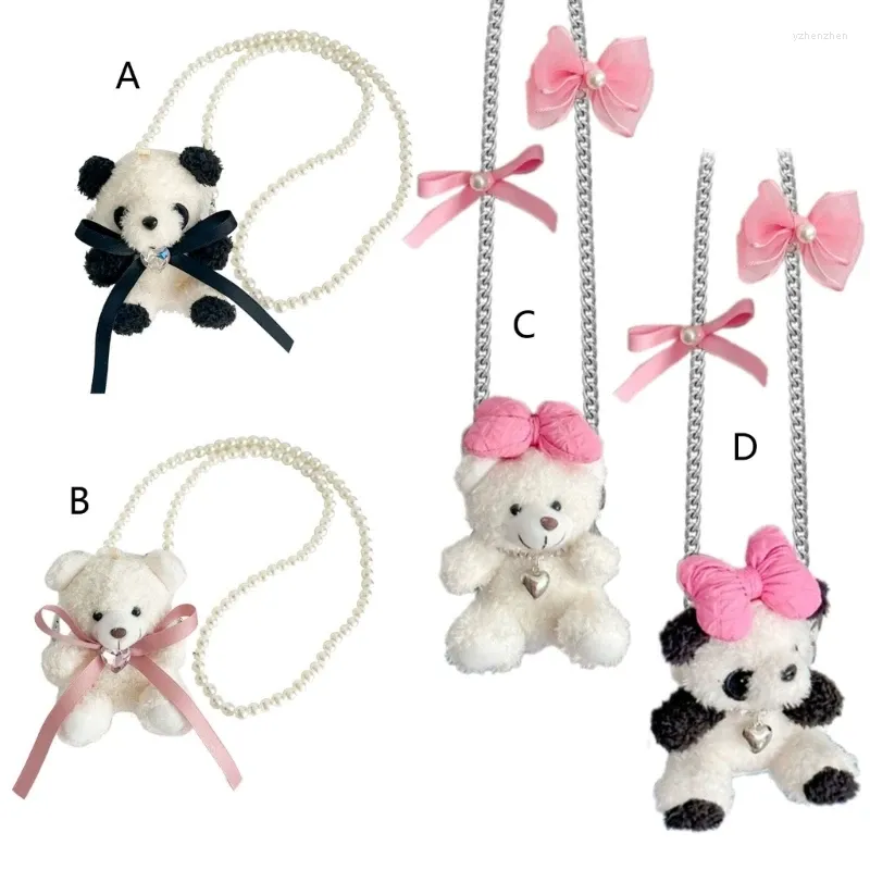 Colares de pingente Telefone Universal Neck Strap Panda Crossbody Chain Stand Back Clip Holder