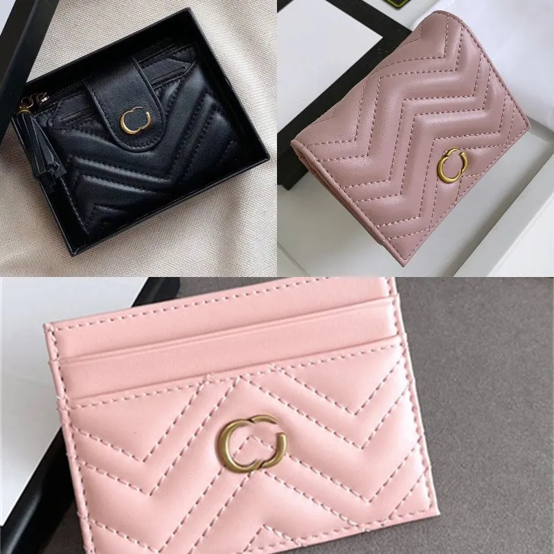 Designer Card Holder Woman Designer Compact Wallet With Coin Pocket Mens G Cardholder Leather Thread Small Wallets Zipper Purse Pink Bag From 16 85 DHgate