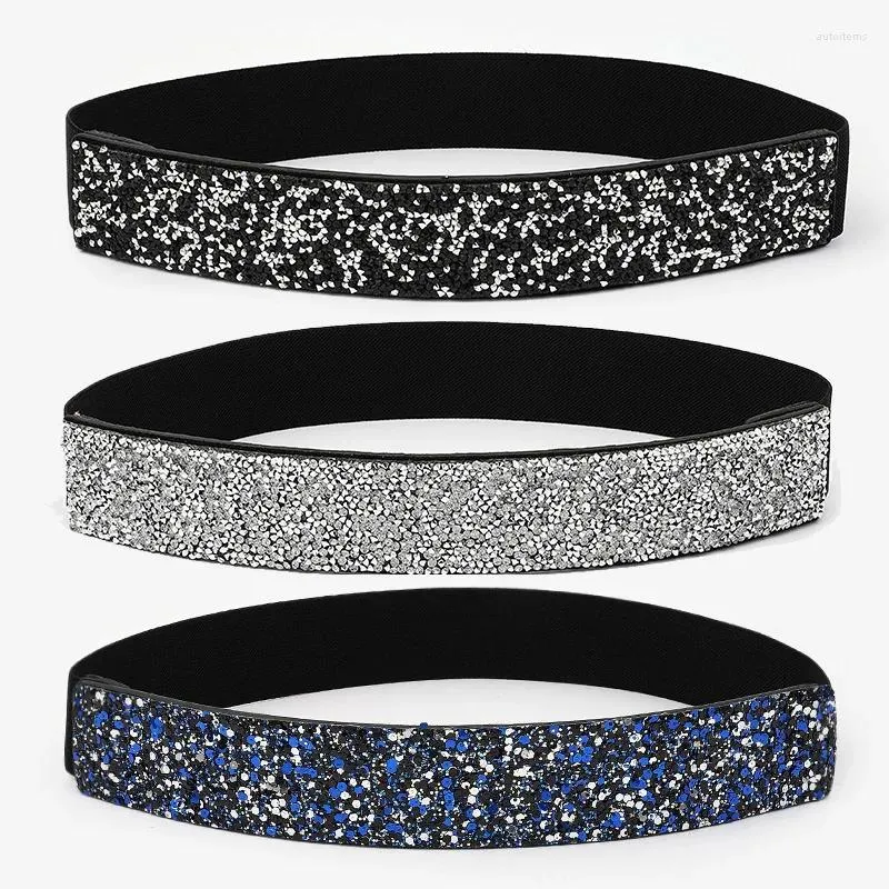 Ceintures Bling strass femmes extensibles maigres élastiques Cummerbunds pour une utilisation en club de fête