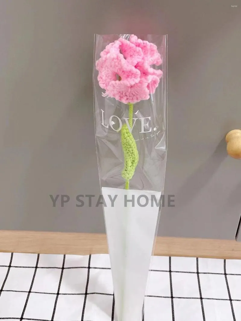 Dekoracyjne kwiaty ręcznie słonecznia tulipan matka dniem prezent Carnation Rose szydełko sztuczny kwiat domowy domek na pulpit bukiet