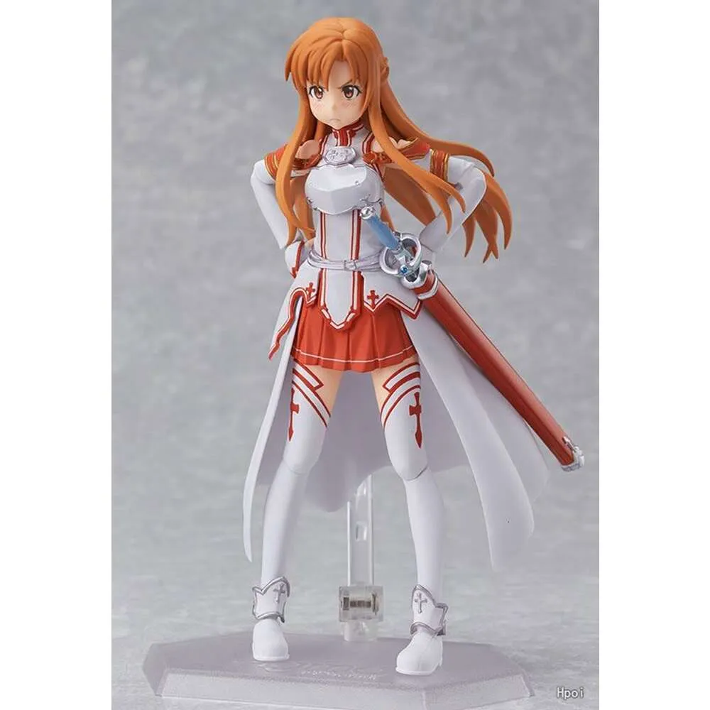 Disfraces de mascota 14 cm Sword Art Figura de acción en línea Yuuki Asuna Forma de lucha Modelo de pie Cara intercambiable Juguetes para niños Muñeca de regalo de PVC