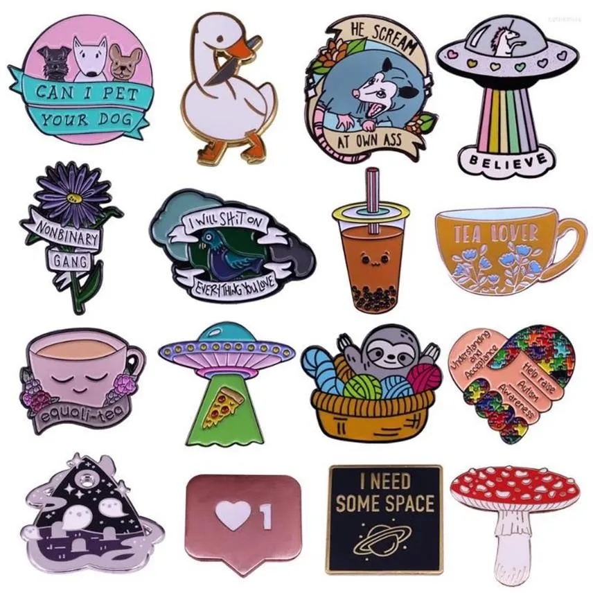 Brooches Tea Dos Funny Lapel Pins Women's Brooch Enamel Pin Badges On Backpack Cute Stylish Jewelry Fashion Accessories187K