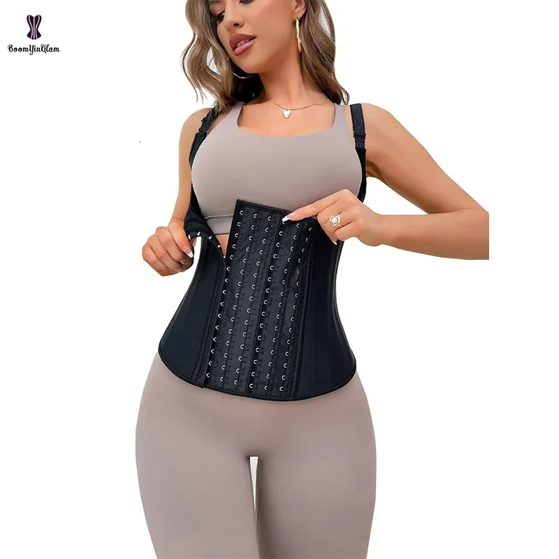 Taille Tummy Shaper 25 Gilet d'entraînement désossé en acier Ceinture cintré Latex Super serré Sablier instantané Plus Corset de taille avec 6 crochets 231013