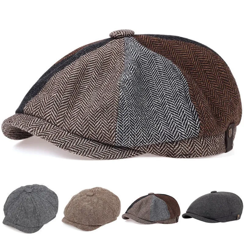 Winter Classic Mens Newsboy Hats Beret Cap Cabbie Thickened Cotton Warm Gatsby Ivy Cap