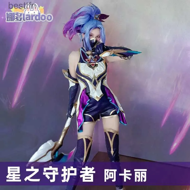 Tema Traje Jogo LOL Star Guardian Akali Cosplay Of Legends Mulheres Sexy Set Venha Halloween Festa de Natal Cos Dress Outfit FullsetL231013