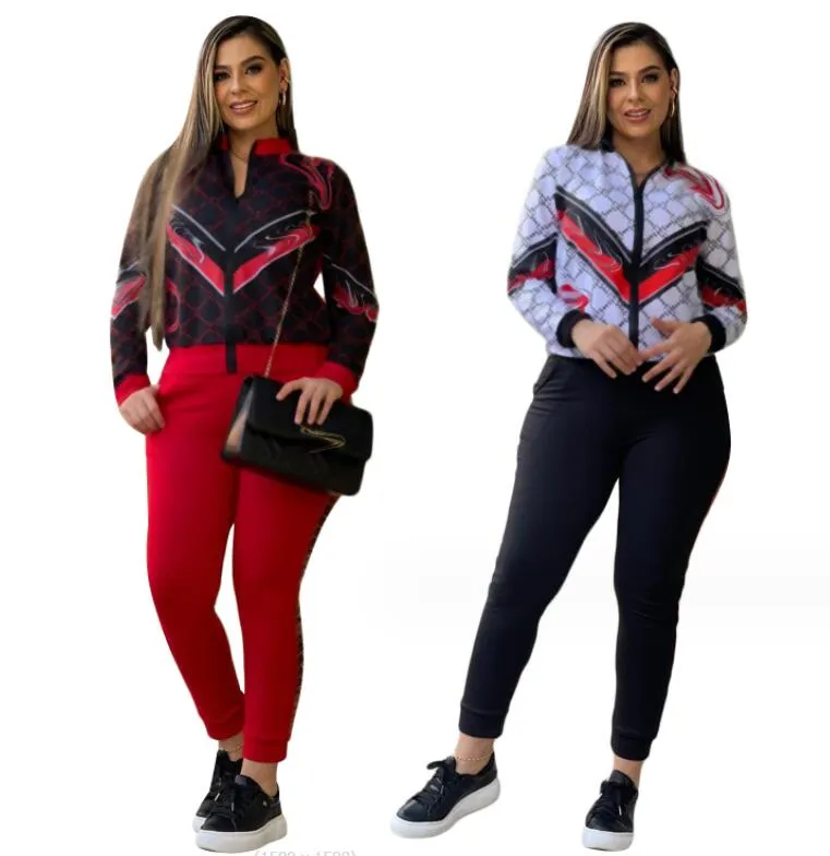 Trailtsuits Kadın Tasarımcı Uzun Kollu İki Parçalı Pantolon Set Beyzbol Jogging Sport Takım Moda Mektubu Baskı Ceket