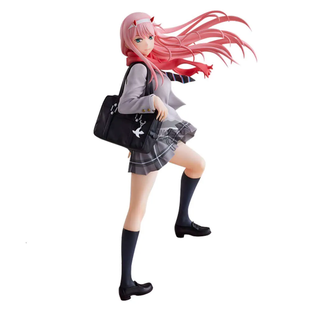 Mascot kostymer 23 cm anime figur älskling i Franxx Autumn School Uniform Position Model Dolls Toy Gift Collect Boxed Ornament Pvc Material