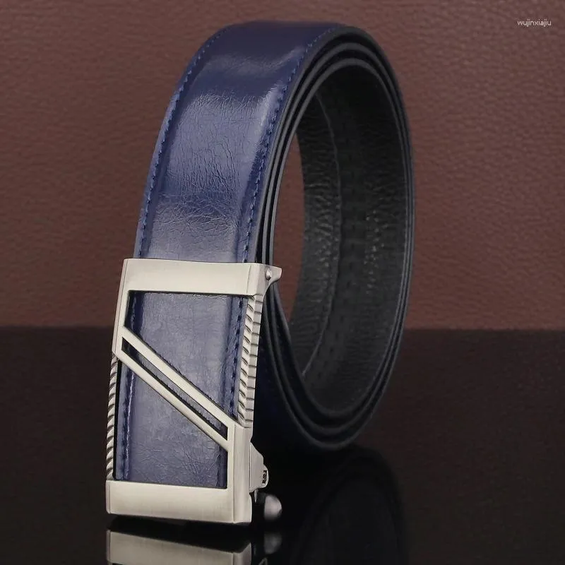 Bälten högkvalitativ automatisk spänne unga män designer luxe marque casual äkta läder västerländsk kläder ceinture homme