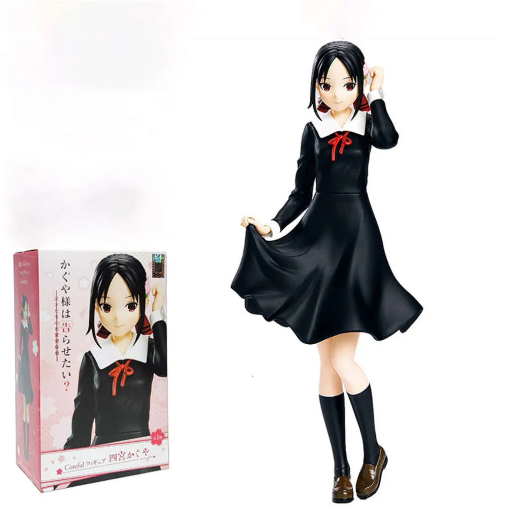 Costumes de mascotte, figurine authentique de 21cm, Anime Kaguya-sama Love is War Shinomiya Kaguya, uniforme noir, modèle de poupées, jouet, cadeau, collection, ornement en boîte, PVC