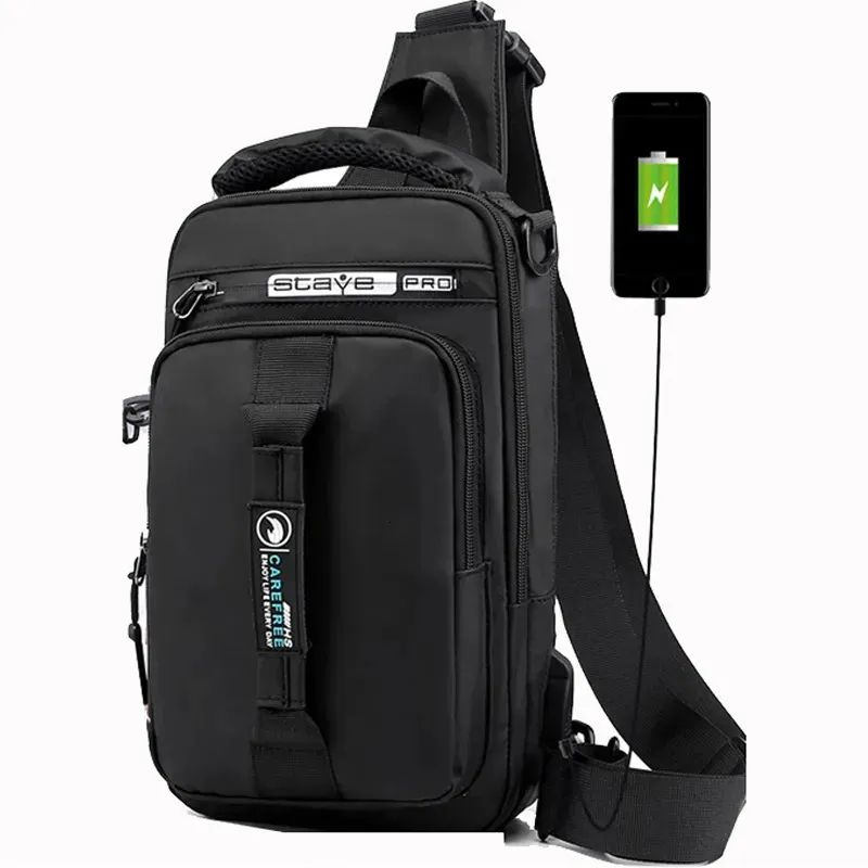 Waist Bags SUUTOOP Men Multifunction USB Shoulder Bag Crossbody Cross Body Sling Chest Waterproof Travel Pack Messenger For Male 231013