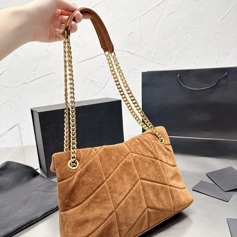 Omuz Çantaları Tasarımcı Kadınlar Loulou Puffer Süet Messenger Çantası Fransa Marka Y Taşlı Deri Crossbody Çanta Leydi Çift Zincir Kayışlar Omuz Çantaları