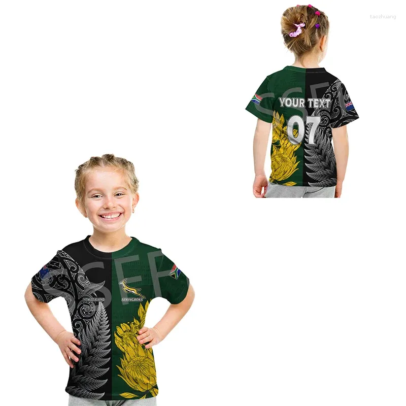 Homens Camisetas Nome Personalizado País África do Sul Flores Bandeira Kid Tamanho Crianças Desgaste 3DPrint Verão Casual Mangas Curtas Camisetas