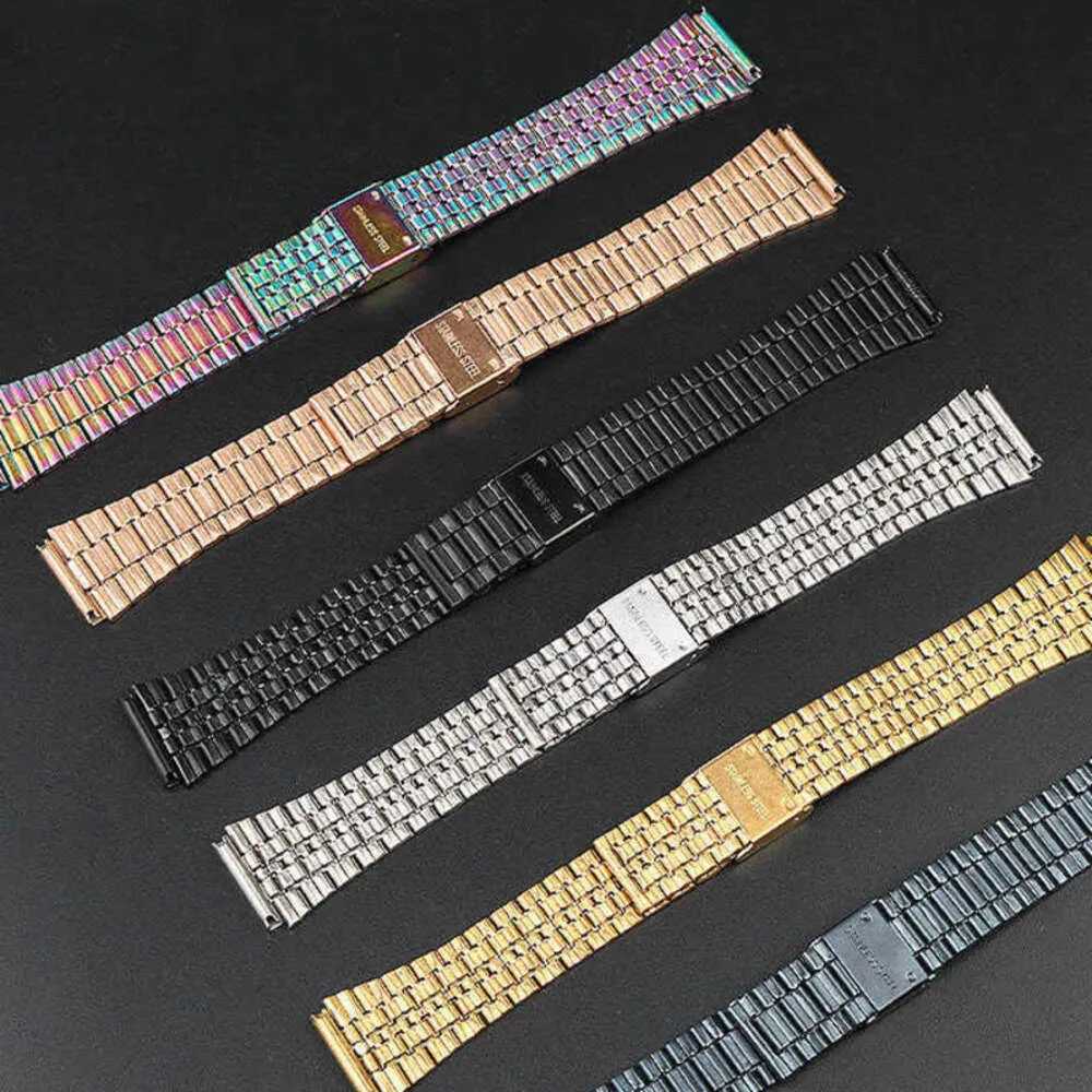 DHgate Gold Watch Band for Casio A158 A159 A168 A169 B650 AQ230 700 18mm Fine Steel Watch Strap Watches