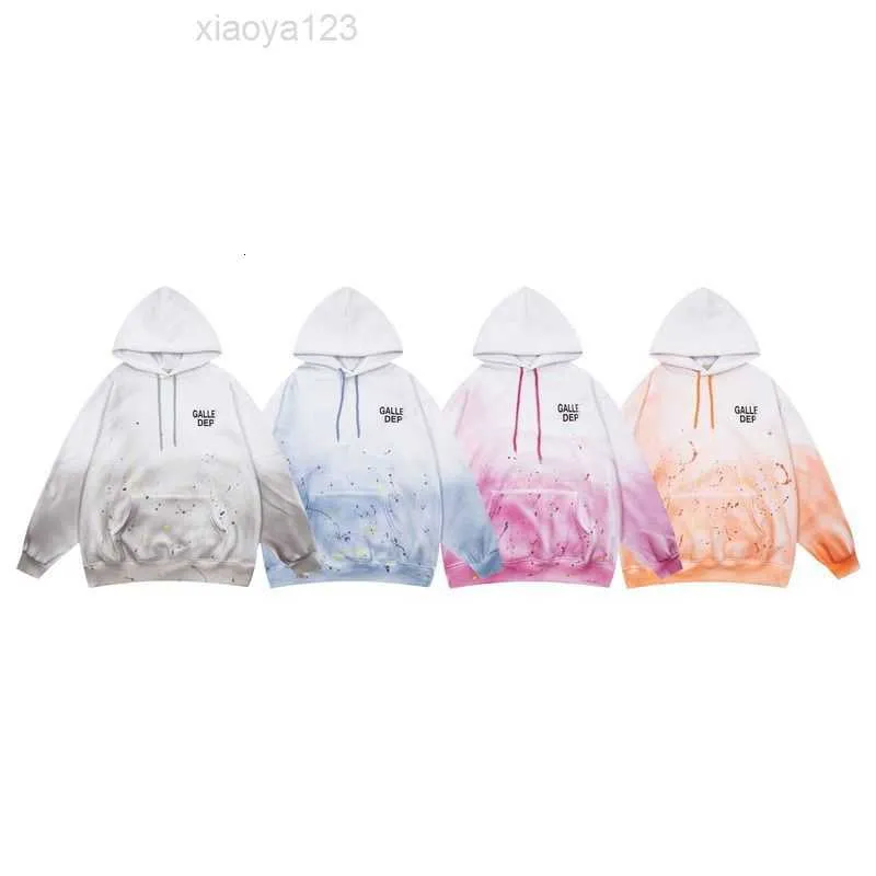 2023 American Hoodie Galler Klasyczne drukowane wysoką ciężar bawełniany bluza z kapturem Speckled Ink Graffiti Streetwear Depts