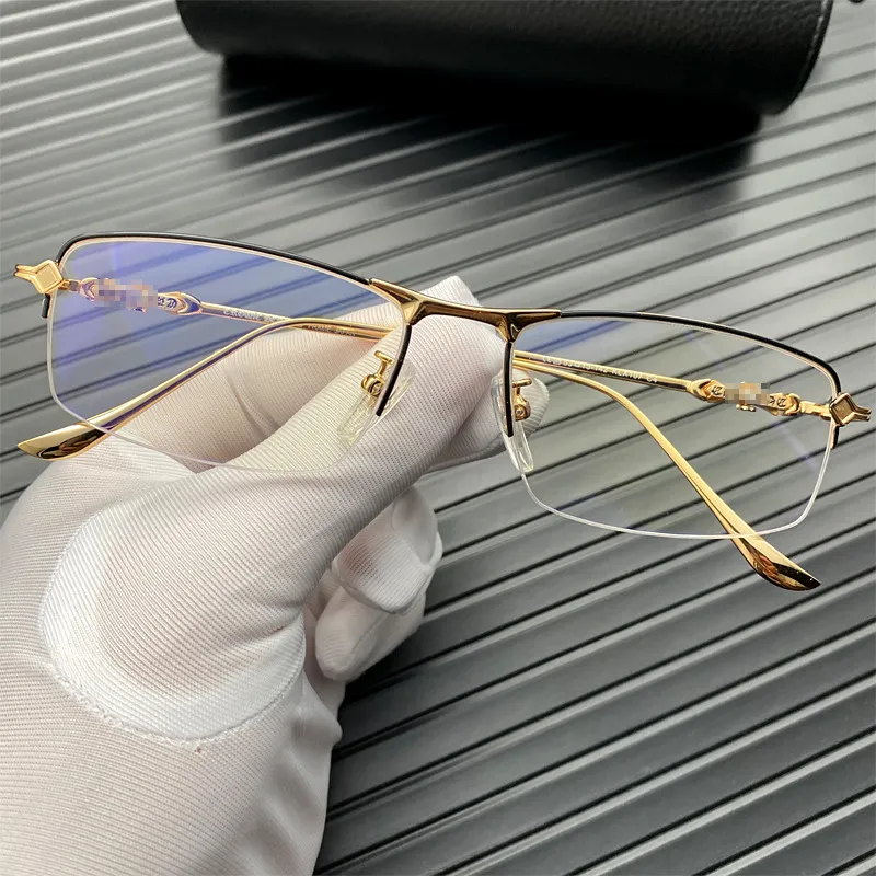 Gafas de protección contra luz azul, lentes ultraligeras con decoloración de medio marco, gafas de negocios que se pueden combinar con monturas para miopía