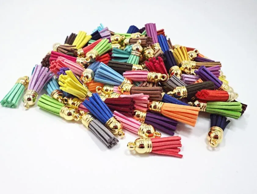 Quality Suede Tassel For Keychain Straps Jewelry Charms Leather Tassel 40mm DIY Jewelry Bracelet Making findings 100pcs Epacket free