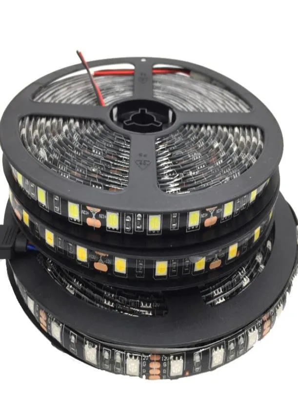 5050 Black PCB LED -remsa IP65 Vattentät DC12V 60LEDM 5MLOT VIT VART VIT RED GRÖN BLÅ RGB1998816