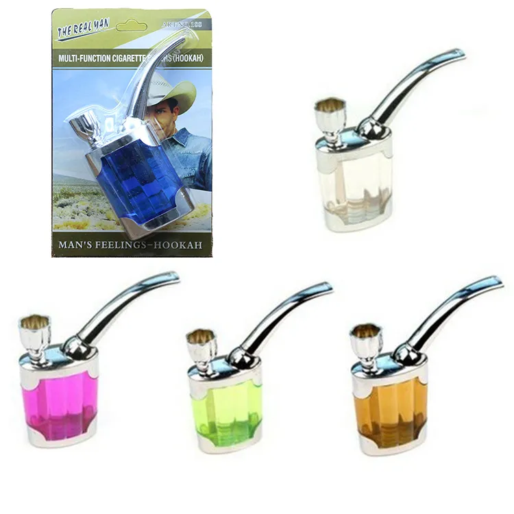 Wholesale plastic cheap mini hookah Acrylic water tobacco dab rig bong for dry herb Protable Real man smoking cigarette tool