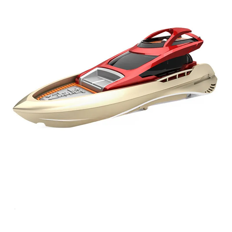 Mini bateau rapide RC Portable à Induction hors eau, 2.4G, double hélice, double moteur, Fuselage étanche, radiocommandé, jouet de bateau de course