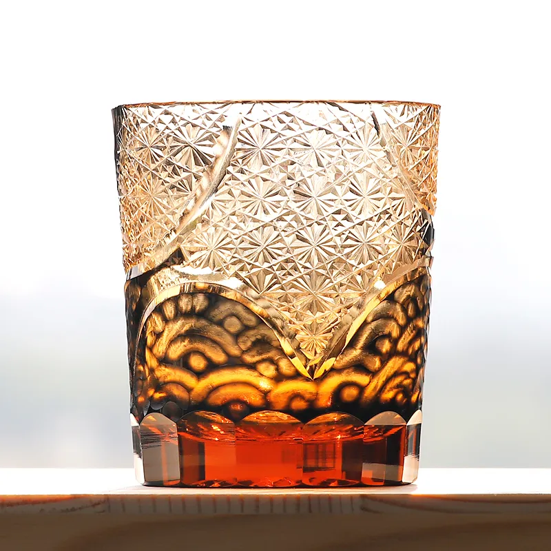 Edo Kiriko Japanese Whisky Glasses Tsukumi Connected Amber Crystal Handgjorda glasögon västra vinglas