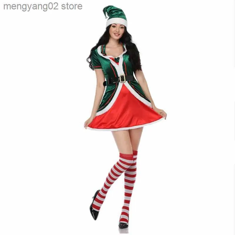 Theme Costume Women Sexy Christmas Green Elf Come Carnival Xmas