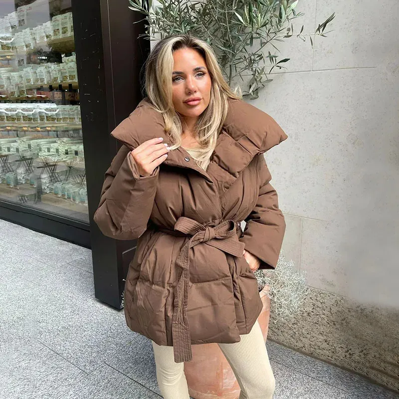 Tie waist puffer coat cheap