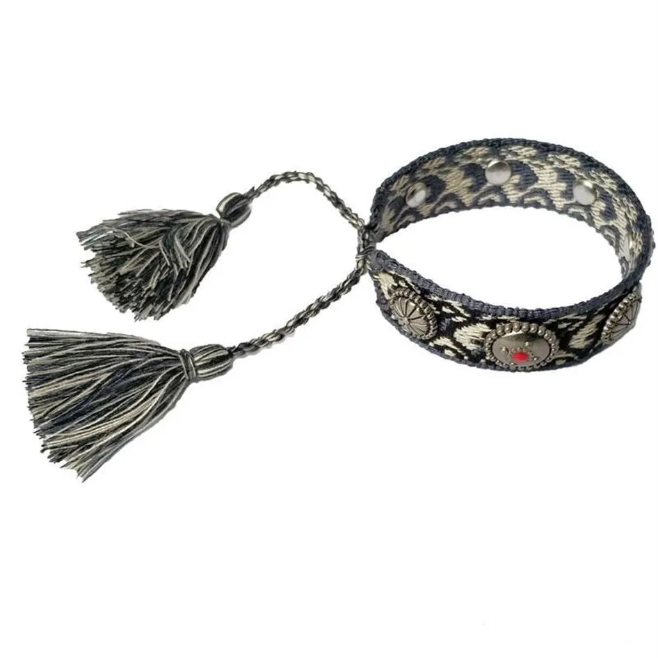 Bracelet bohème tissé avec pierres métalliques et glands faits à la main bijoux de mode cadeau cadeau Vintage Style ethnique femmes Bracele309K