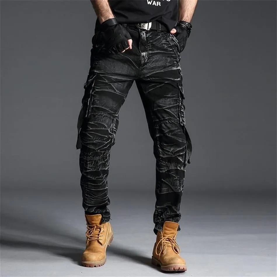Men's Cargo Pants Mens Casual Multi Pockets Military Large Size Tactical Men Outwear Army Straight Slacks Long Trousers287r