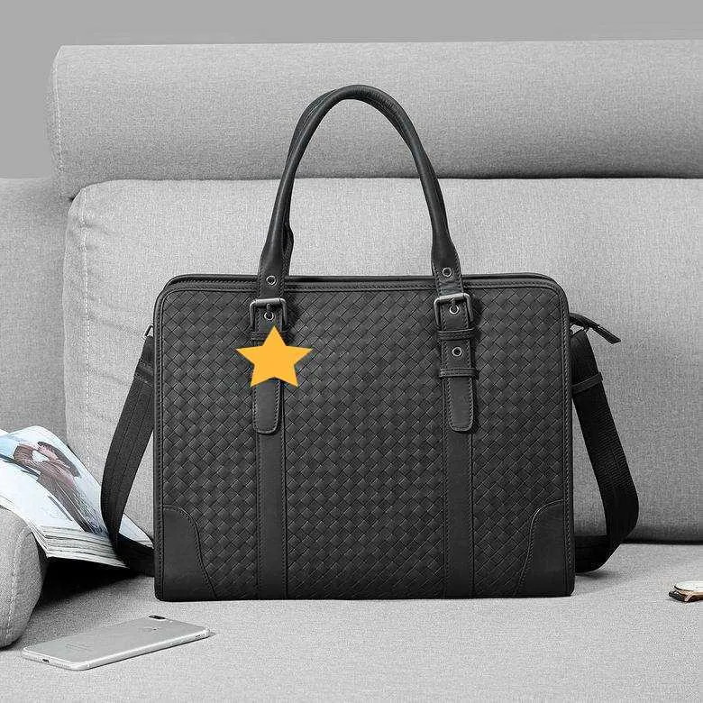 Crazy Leather Herrentasche Bottegaaveneta 38 cm horizontale Business-Aktentasche Lederkopf Leder Herren tragbare One-Shoulder-Tasche L