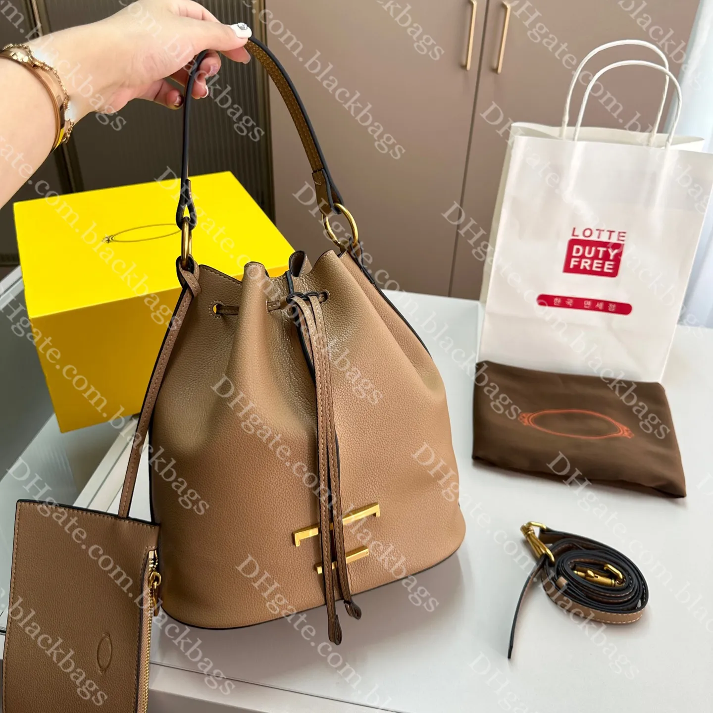 Bolsa balde de couro real de alta qualidade, designer, bolsa de ombro para mulheres, bolsa tote de luxo, bolsa grande, carteira, 4 cores
