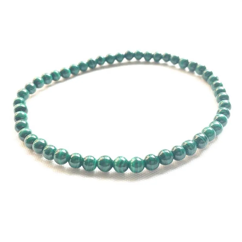 Bracelet en Malachite naturelle de qualité AAA, Mini Bracelet en pierres précieuses de 4mm, Yoga Mala pour femmes, bijoux en perles d'énergie, 255k, MG0111